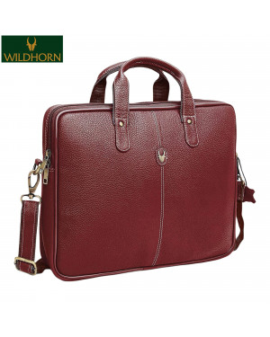 Wildhorn Genuine Leather 15.6 Inch Sleek Laptop Bag with Padded Compartment Leather Messenger Bag with Laptop Compartment for Office (WHBG4003)