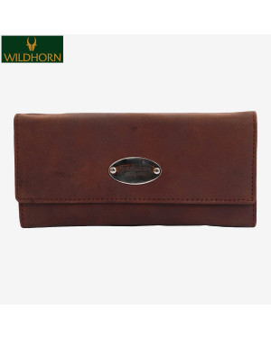 WildHorn Nepal Genuine leather Crackle Brown Clutch for Women (WHLW1001CRACKLE)