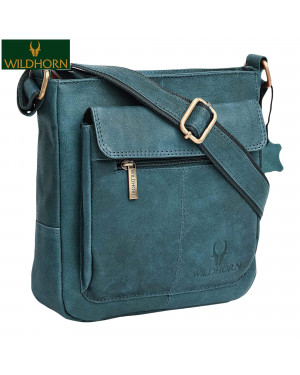 WILDHORN Nepal® Genuine Leather 8 inch Sling Messenger Bag for Men I Multipurpose Crossbody Bag I Travel Bag with Adjustable Strap I Utility Bag