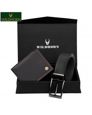 WILDHORN Nepal Classic Black Leather Wallet & Belt Combo I Gift Hamper for Men (BELTCOMBO 2052)