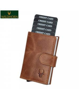WildHorn Nepal RFID Protected 100% Genuine Leather Card Holder (CRD 001 TAN Crunch)