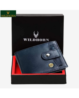 WildHorn Nepal Genuine Leather RFID Protected Wallet with cardholder for Men (WH 937 Blue)