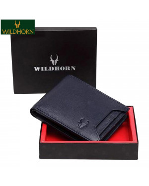 Wildhorn Nepal Navy Blue Genuine Leather Wallet With Attached Cardholder (Wh1251) | Fashion Leather Wallet For Men