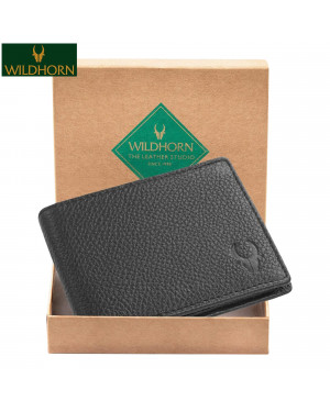 WILDHORN Nepal® Premium Top Grain Genuine Leather RFID Protected Wallet for Men (WHWA001MIDNIGHTBLACK)