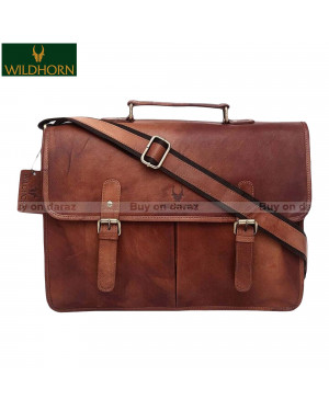 WildHorn Tan Vintage 100% Genuine Leather Laptop Messenger Bag suitable for laptop size upto 15.6 inches (WH 072A Brown)