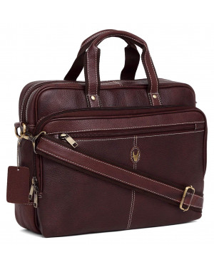 WildHorn Nepal Genuine Leather 15.5 inch Brown Laptop Bag with separate Laptop Compartment (WHBB101)