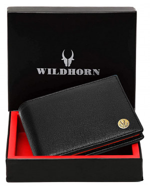 WildHorn Nepal RFID Protected Genuine Leather Black Dual Tone Wallet for Men (WH 2050 Dual Tone)