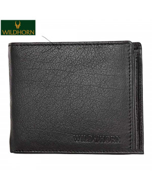 Wildhorn Nepal RFID Protected Genuine Leather Black Wallet (WH 2080 Black)