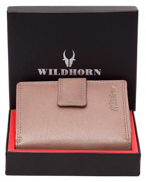 WILDHORN Nepal RFID Protected Genuine Leather Trifold Cream Wallet for Women (WHLW058 CREAM)