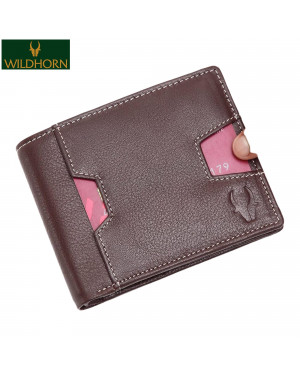 WildHorn Nepal RFID Protected Genuine Leather Brown Wallet for Men (WH 2710 Brown)