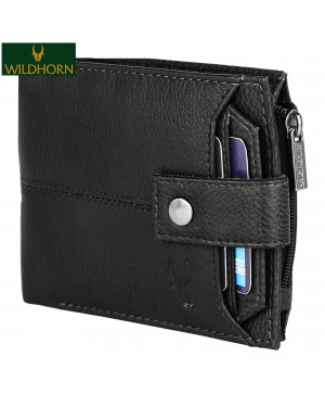 WILDHORN Nepal Top Grain 100% Genuine Leather Wallet for Men with RFID Blocking and Zip Wallet with 9 Card Slots and 2 ID Slots (WH 2084)