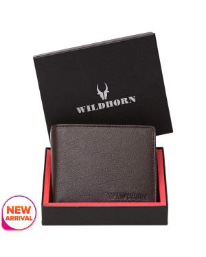 WILDHORN Nepal® RFID Protected Premium Leather Brown Wallet for Men (WH 2080 Dark Brown)