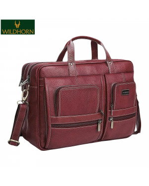 WILDHORN Nepal® Genuine Leather Multi Utility Laptop 16 in Bag for Men with Carry Handle & Adjustable Strap(WH BB 103 Maroon)