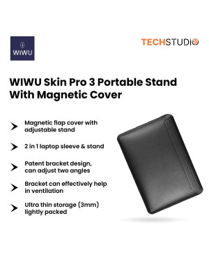 WiWU Skin Pro III Portable Sleeve And Stand With Magnetic Cover |2 in 1 Sleeve + Stand | Ultra Thin Storage | Patent Bracket Design |