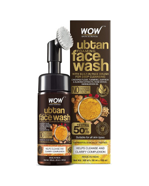 WOW Ubtan Foaming Face Wash with Built-In Face Brush for Deep Cleansing - 150 ml