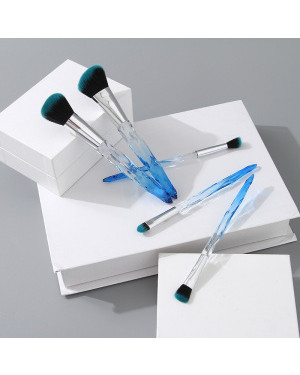 Ximi Vogue Life Crystal Diamond Cut Series Makeup Brush (5 Count)(Clear Blue)
