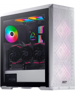 Xpg Defender-BKCWW White - Mid-Tower ATX MESH Front Panel Efficient Airflow Tempered Glass PC Case