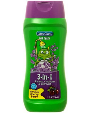 XtraCare Kids 3 in 1 Shampoo Conditioner and Body Wash, Cherry Berry, 354 ml