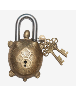 Seven Chakra Handicraft - Yellow Tortoise Lock With Two Keys 13 cm 460 g