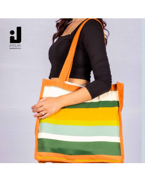 Jholaa Yellow Stripe Canvas Bag