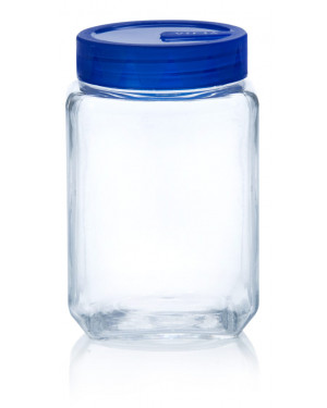 Yera Square Glass Jar with Blue Lid 1000 ml(K Series Jars KR-1000)