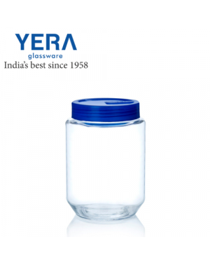 Yera Round Glass Jar with Blue Lid 1800 ml