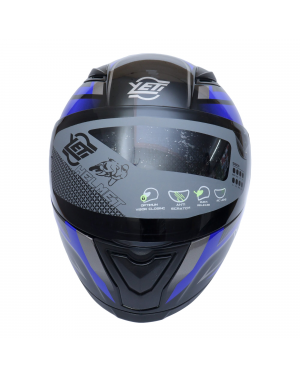 Yeti Helmets Rapid D-7 Double Visor Black/Blue Full Helmet (Washable)