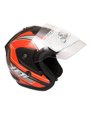 Yeti Helmet Shinny Eagle Black Orange Single Visor Half Helmet