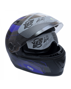 Yeti Helmets Rapid D-2 Black Blue Double Visor Full Helmet (Washable)