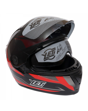 Yeti Helmets Rapid D-7 Black Red Double Visor Full Helmet (Washable)