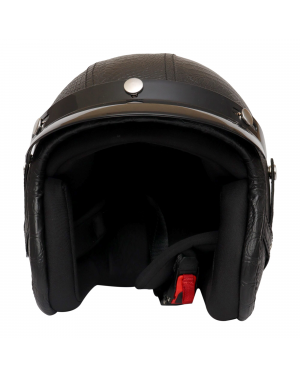 Yeti Helmets Robin Leather Half Helmet With Sun Pick Cap (Washable)