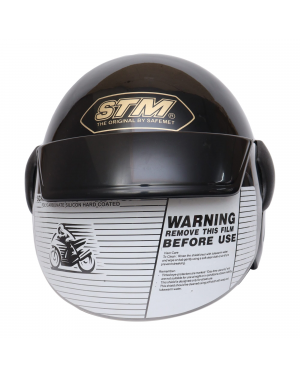Yeti Helmets STM Cap Shinny Model Single Visor Half Helmet - Black