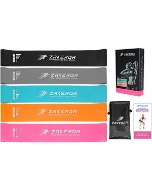 Zakerda Resistance Loops Exercise Booty Bands Workout Stretching Home Fitness Pilates Yoga Equipment Training Set Of 5 | Resistance Band